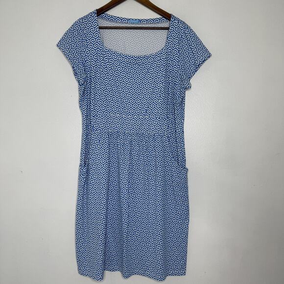 J McLaughlin Dress Womens XL Geometric Print Short Sleeve Stretch Nylon Casual - Picture 1 of 7